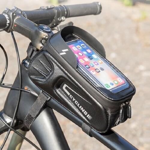 Bike Accessories Bicycle Bag Top Tube Bags Bike Phone Mount Front Frame Bag for Cycling 6.4in Touchscreen Bag Phone Stand Holder