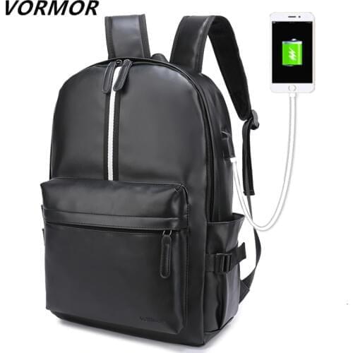 VORMOR 2020 New Preppy Style Leather School Backpack Bag For College 15.6 inch Laptop Backpacks Men Casual Daypacks mochila