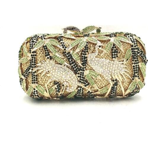 Animal bird special designer bag women evening party bag diamond red crane crystal purses bridal wedding party crystal clutches