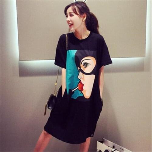 Womens Summer Dress European Style Cute Lollipop Girl Printing Loose Short Sleeved Shirt Dress Vestidos ZX-175