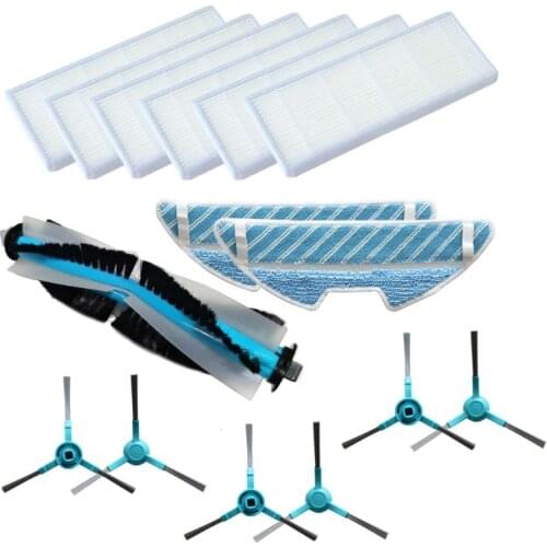 1 Set Vacuum Cleaner Spare Parts Roller Main Brush Dust Hepa Filter Side Brush Mop Pad for Conga 1290 1390 Replacement 19QE