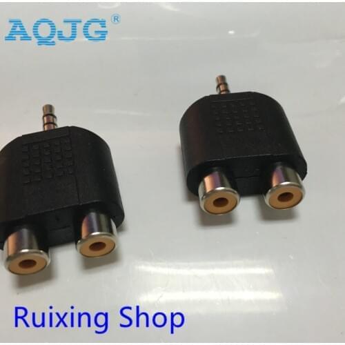 10pcs 3.5mm Male to 2 RCA Female Y Splitter Audio Adapter plugs seat 3.5 to double lotus female 2RCA audio adapter connectorAQJG
