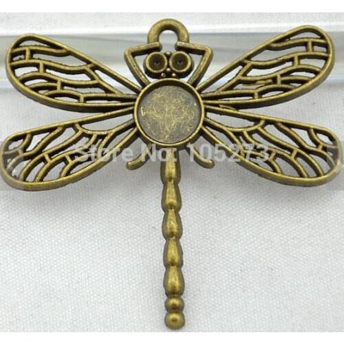 10PCS Antique Bronze Lovely Filigree Dragonfly Charm Pendants 44x48mm ,DIY Accessory Jewelry Making