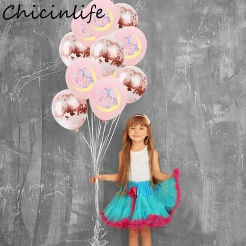 Chicinlife 10Pcs White/Pink Unicorn Latex Balloons Happy Birthday Party Baby Shower Kids Favors Wedding Unicorn Party Supplies
