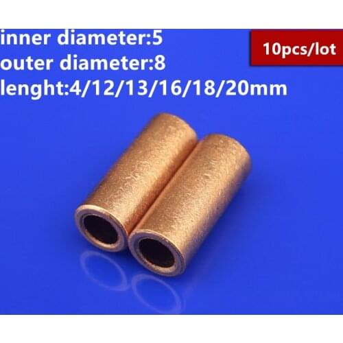 10pcs/lot Powder Metallurgy Precision Copper Sleeve Copper Base Bearing Inner Diameter 5mm OD 8mm Lenght 4/12/13/16/18/20mm