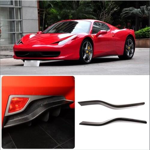 For Ferrari 458 2011-2016 2 Pcs Exterior Details Real Carbon Fiber Car Rear Bumper Trim Stickers Car Modification Accessories
