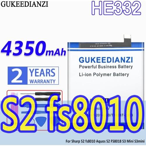 GUKEEDIANZI High Capacity Battery HE332 4350mAh For Sharp S2 fs8010 Aquos S2 FS8018 S3 Mini S3mini Bateria
