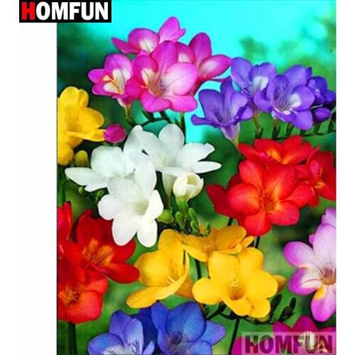 HOMFUN Full Square/Round Drill 5D DIY Diamond Painting "Colored flower" 3D Embroidery Cross Stitch 5D Home Decor A15040