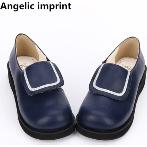 Angelic imprint woman mori girl lolita cosplay shoes lady low heels pumps women princess dress party shoes 33-47 navy blue 3cm