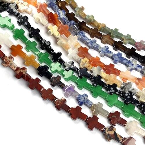 Natural Stone Agates Beads Cross Shape Crystal Opal Loose Beads For Jewelry Making DIY Necklace Bracelet Size 12x16x5mm