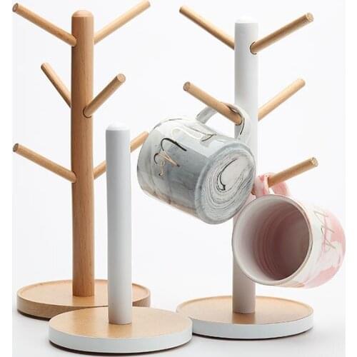 Solid wood water cup holder household kitchen fashion cup holder kitchen storage rack paper towel holder