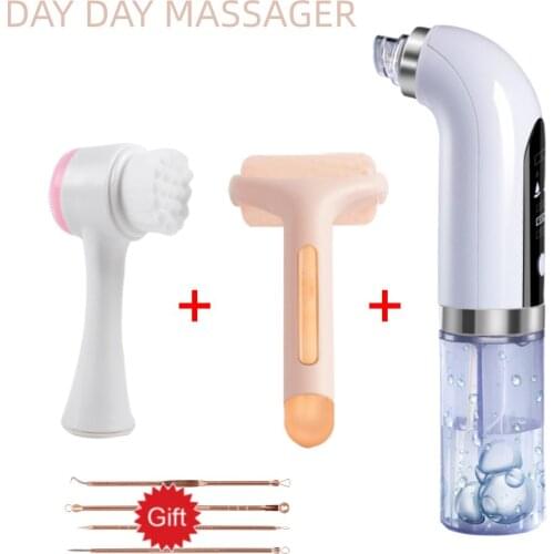 Blackhead Remover Pore Vacuum Cleaner 3D Two Sides Facial Cleansing Brush Face Lifting Massager 4 Pieces Acne Needle Set