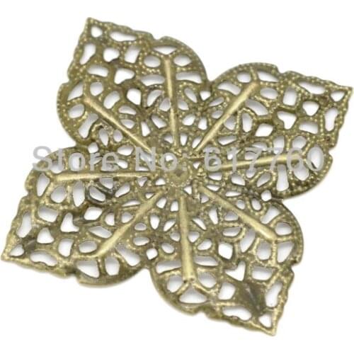 Free shipping-30Pcs Antique Bronze Flower Wraps Connectors Jewelry Findings Connectors 36x36mm M00610