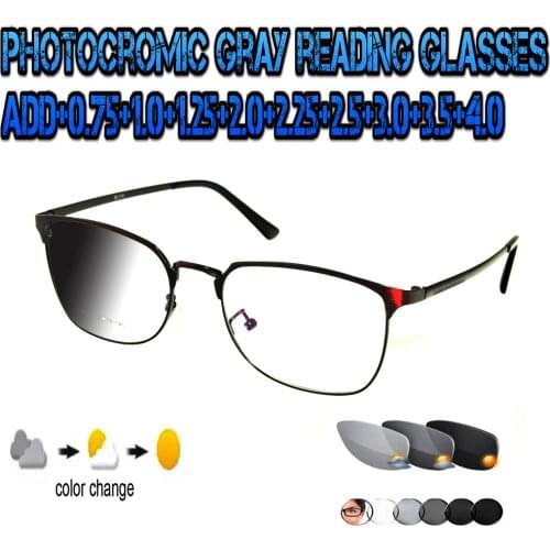 Photochromic Gray Reading Glasses Cats Eyes Large Size Frame Ultralight Trend High Quality Fashion Ladies Women+0.75To+4.0