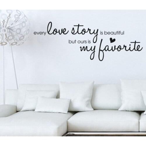 Every Love Story Wall Stickers Love Home Decor Art Vinyl Removable Home Decal Art Murals Design