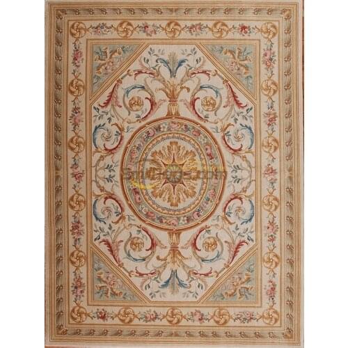 French Royal Carpets Hand Knitted Carpets Runner Wool Bedroom Rug Runner Luxury Rug Classic Knitting Wool Knitting Carpets