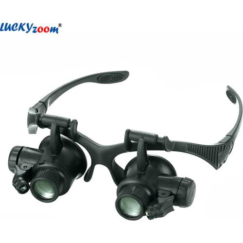 Headband Watchmaker Glasses Magnifier 10X 15X 20X 25X Watch Repair Magnifying Glass With LED Lights Illuminated Eye Wear Lupa