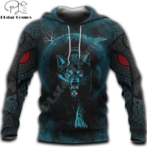 Beautiful Viking Moon Wolf Tattoo 3D Printed Unisex Deluxe Hoodie Sweatshirt Pullover Casual Tracksuit sudadera hombre DW0350