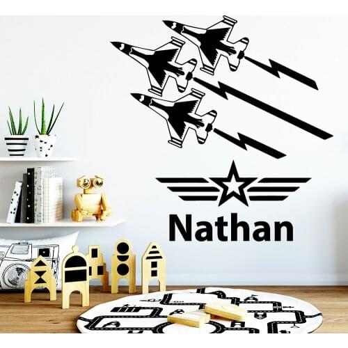 Artistic Plane Custom Name Home Decor Vinyl Wall Stickers For Baby Kids Rooms Decor Decoration Accessories Murals