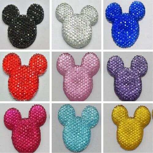 20 Flatback Resin Dotted Rhinestone Gems Mouse Head Cabochons 34X30mm