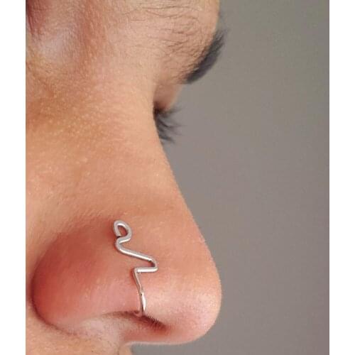 Surgical steel Wire Spiral Fake Piercing Nose Ring 2021 Punk Gold Silver Color Clip Nose Ring Also Can Be Ear Clip Cuff Bijoux