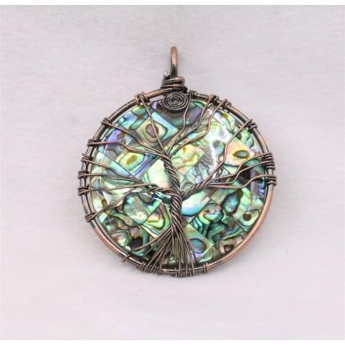 Natural Abalone Shell Round Necklace Pendant Lady/woman Jewelry Beads for Making Making Accessories Party Wedding Gift Y1103