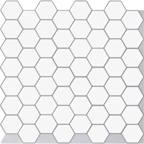 EasyTiles White Hexagon Mosaic Sticker Home Decor Anti-Mold Self Adhesive Wallpaper Kitchen Peel And Stick Wall Tiles - 1 Sheet