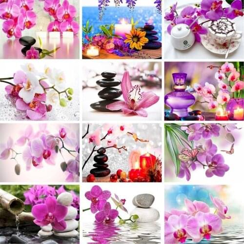 GATYZTORY Painting By Numbers Pink Flower Landscape Diy Paints Kits Framed For Adults Wall Art Home Decoration Paints