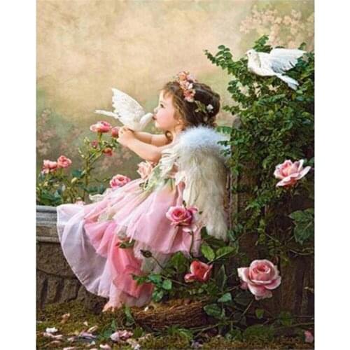 Angel Girl Landscape DIY Cross Stitch 11CT Embroidery Kits Needlework Craft Set Printed Canvas Cotton Thread Home Room