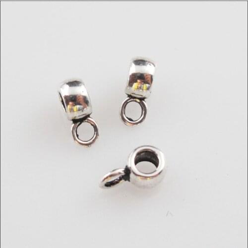 New 250Pcs Tibetan Silver Smooth Tiny Charms Bail Beads Fit Bracelet 4x7mm