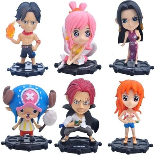 New one piece 6pcs/set pvc action figure Q version Ace Shirahoshi Boa Hancock Chopper Nami Shanks figure model toys kids doll