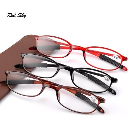 Ultralight TR90 Frame Reading Glasses With Leather Case Men Women Unisex Presbyopic Eyeglasses +1.00+1.50+2.00+2.50