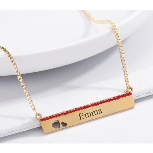 Personalized Iced Out Zirconi Engrave Bar Necklace Custom Name Any Language Choker Gold Stainless steel Jewelry For Women Gift