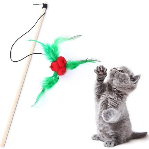1pc Cat Teaser Wand Feather Wand Cat Play Toy Interactive Retractable Bell Cat Teaser Kitten Wand Pet Play Toy