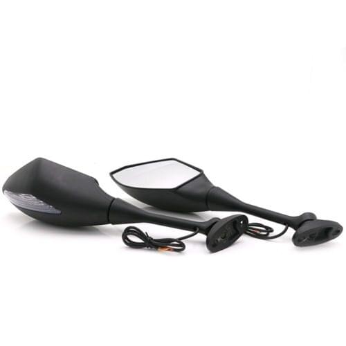 Pair Motorcycle Rear View Side Mirrors LED Amber Turn Signals Light Indicator Mirrors For Suzuki GSX-R 600 750