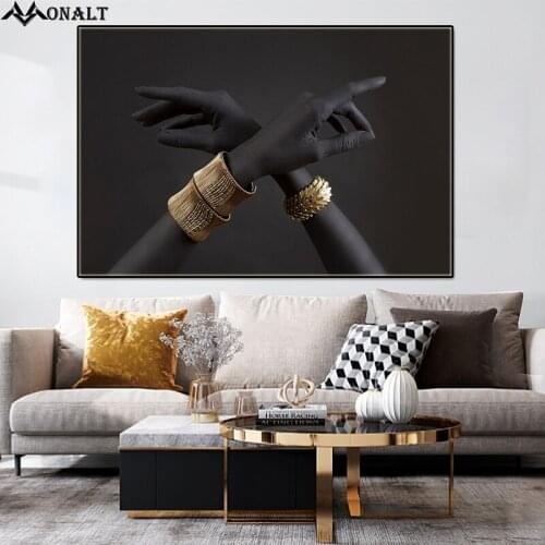 Abstract Art Poster and Prints Black Woman With Golden Bracelet Canvas Art Modern Art for Home Wall Decor Paintings Room Picture