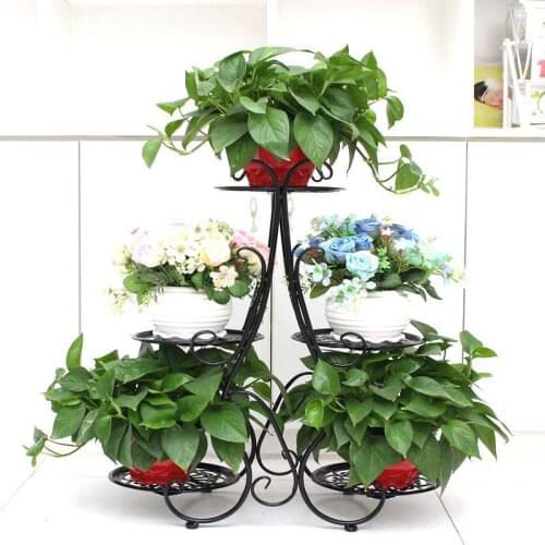 European Thickening Wrought Iron Flower Shelf Multi-level Living Room Floor Balcony Folding Flower Stand Green Flower Shelf Spec