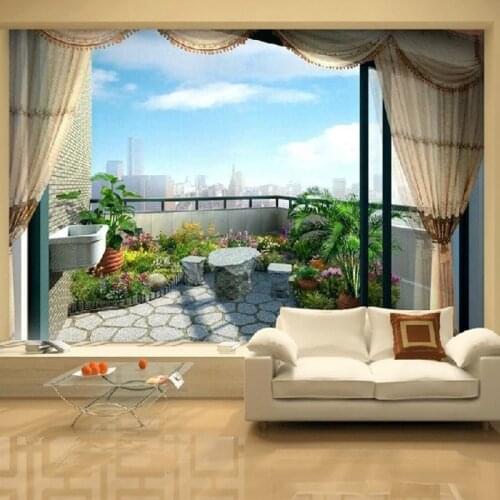 Custom Fashion Outside The window Sea View 3D Mural Wallpaper Personality Space Expansion Living Room Home Decor Wall Painting