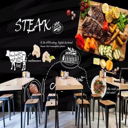 Drop Shipping Wallpaper 3d European American Hand Painted Blackboard Coffee Shop Western Restaurant Wallpaper Fruit Shop Mural