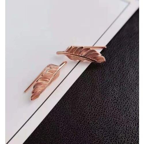 New fashion real gold 18k/au750 feather style earring for lady&birthday gift&women&party&wedding