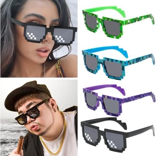 2020 New Mosaic Sunglasses Trick Toy Thug Life Glasses Deal With It Glasses Pixel Women Men Black Mosaic Sunglasses Funny toy