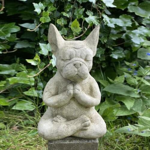 Meditation Bulldog Statue Resin Dog Sculpture Animal Yoga Statue For Office Home Decor Garden Decoration Outdoor Jardin Garten