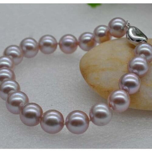 AAA Gorgeous 8.5-9mm round purple natural pearl bracelet