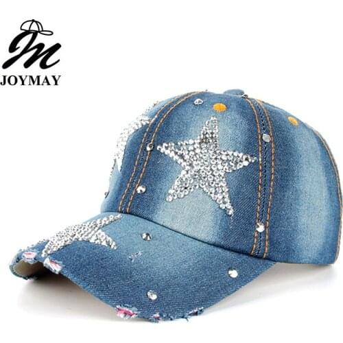 High quality JoyMay Hat Cap Fashion Leisure Cross Cap Rhinestones STAR Jean Cotton CAPS Baseball Cap B215