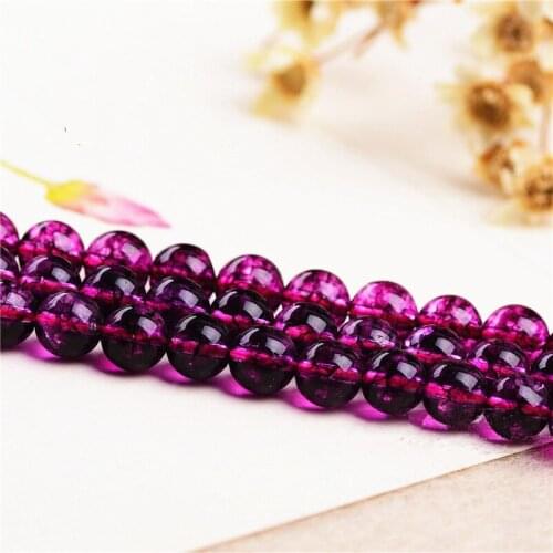 RONGQING 1Pack Natural Stones Purple Frizzling Crystal Beads 4/6/8/10mm DIY Loose Beads for Jewelry Making cordon bijoux