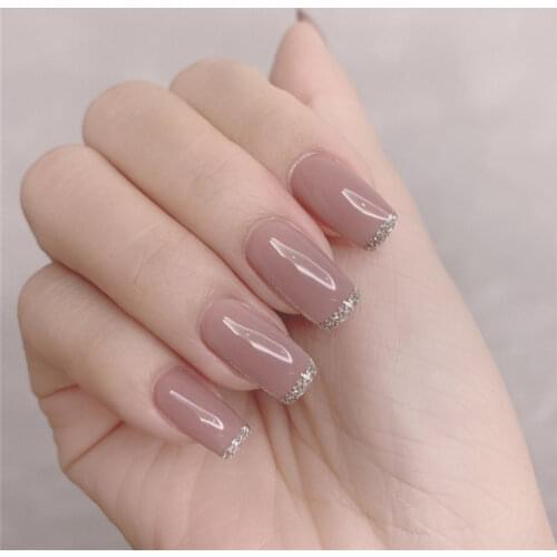 24Pcs/Box Detachable Fake Nails French Manicure Design Artificial Nails With Glue For Girls