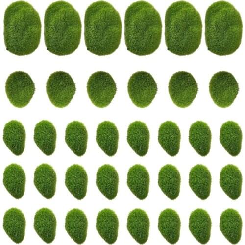 36 Pieces 3 Size Artificial Moss Rocks Decorative, Green Moss Balls for Floral Arrangements Gardens and Crafting