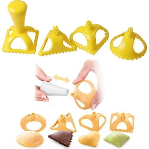 Aomily 4pcs / Set Of DIY 3D Dumpling Mold Pasta Press Ravioli Fruit Cake Mold Biscuit Home Pastry Baking Cooking Tools Kitchen