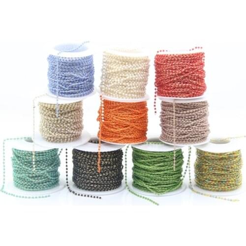 5Metre 10Color Choice Japanese seed beads Rosary Chain,Brass Wire Wrapped 11/0 Round Miyuki Delica Small beaded Chains Necklaces