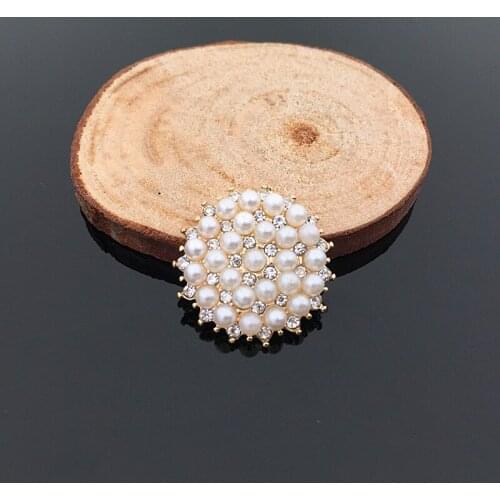 50pcs Pearl Crystal Round Flower Buckle Button Accessories Rhinestone Appliques Buckle Button Wedding Brides Dress Bag Shoes Art